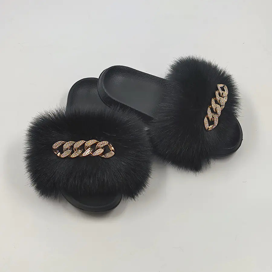 Chic Faux Fur Flip Flops