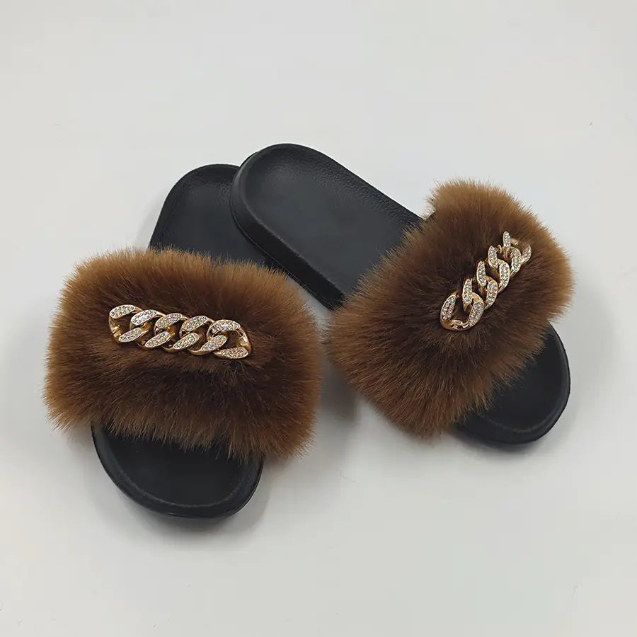 Chic Faux Fur Flip Flops