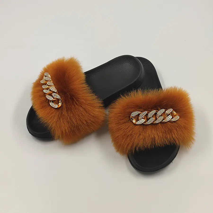 Chic Faux Fur Flip Flops