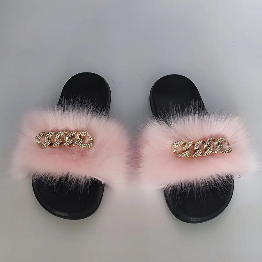 Chic Faux Fur Flip Flops