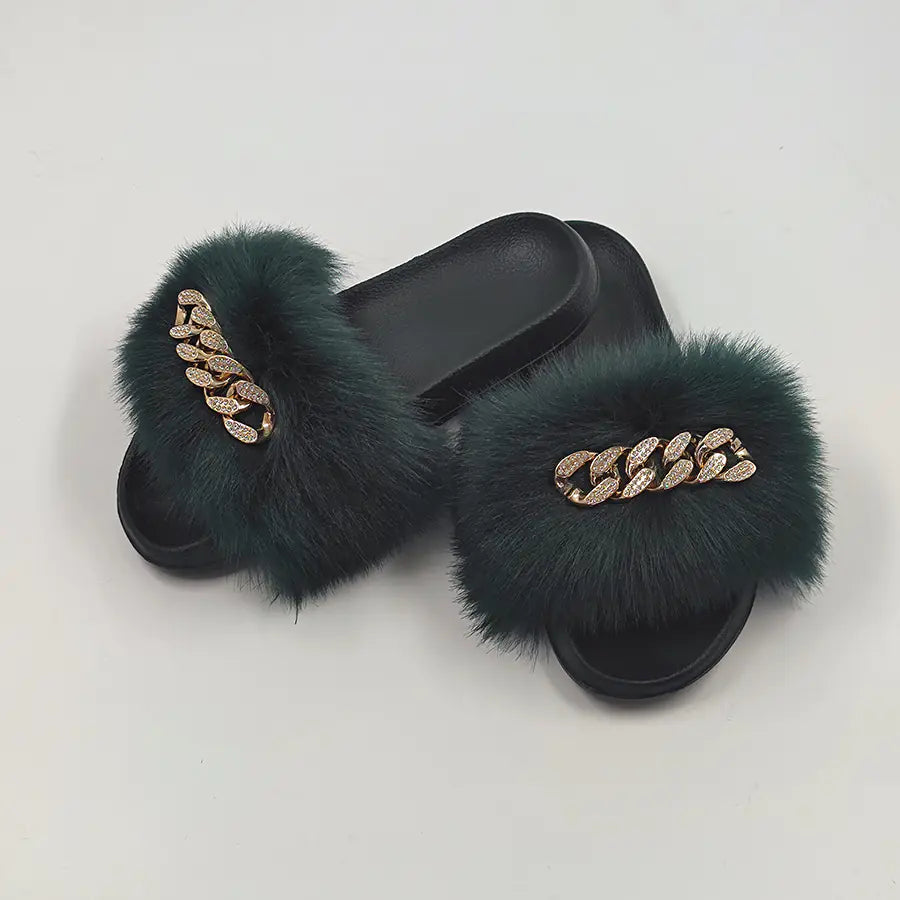 Chic Faux Fur Flip Flops
